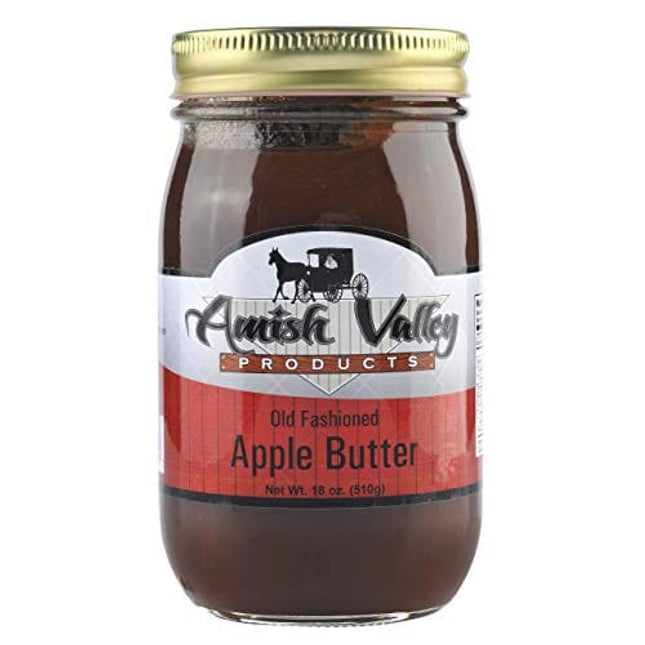 Amish Valley Products Apple Butter Glass Jar Old Fashioned Homestyle Slow Cooked (No Corn Syrup) (Regular)