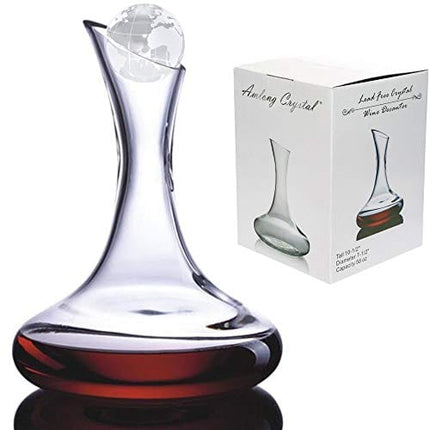 Amlong Crystal Lead-Free Crystal Wine Decanter, Red Wine Carafe, Wine Gift, Wine Accessories 58 oz, with Globe Stopper