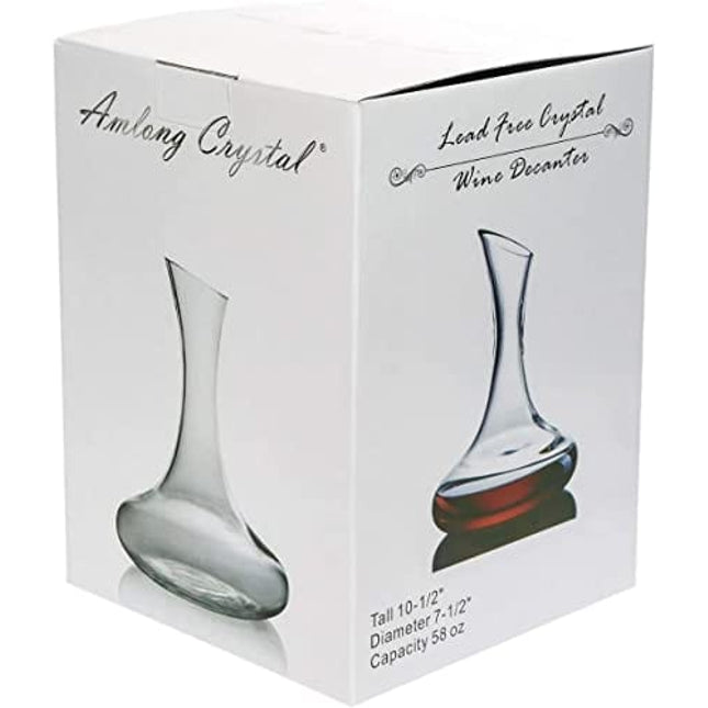 Amlong Crystal Lead-Free Crystal Wine Decanter, Red Wine Carafe, Wine Gift, Wine Accessories 58 oz, with Globe Stopper