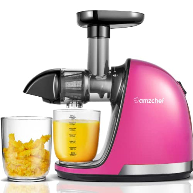Slow Juicer Extractor, AMZCHEF Slow Masticating Juicer Machines with Quiet Motor, Juice Extractor with Reverse Function, Cold Press Juicer Easy to Clean with Brush for High Nutrient Fruit & Vegetable Juice Slow Juicer Extractor, AMZCHEF Slow Masticating J