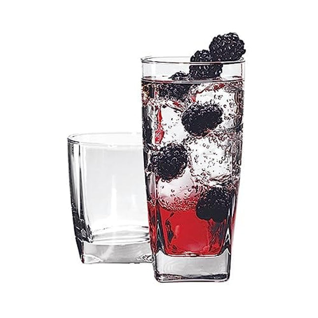 Anchor Hocking Rio Drinking Glasses Set of 16, Rocks and Tumbler Glasses