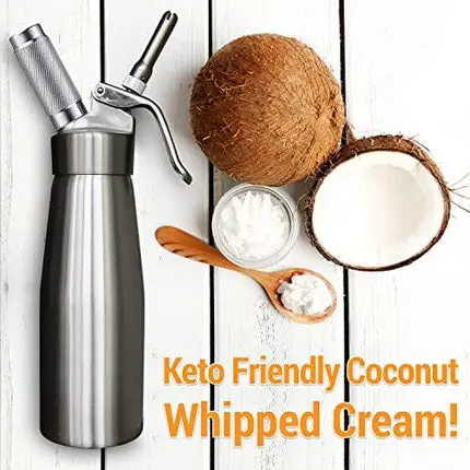 Animato Whipped Cream Chargers Dispenser - Nitro Cold Brew Coffee Maker Whipping Siphon. Leakproof Stainless Steel Decorating Tips with Bonus Cleaning Brushes, Recipe eBook. Aluminum 1 Pint Silver
