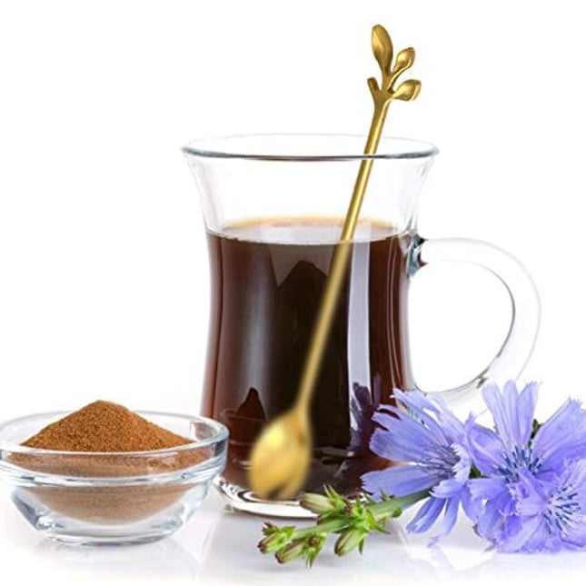 ANYI16 Long Handle Tea Coffee Spoons Set, 7.5" Stainless Steel Gold Leaf Teaspoons for Iced Tea, Coffee, Ice Cream, Dessert