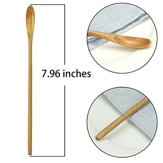 AOOSY Mixing Spoons, 10 x Cocktail Spoons, Swizzle Sticks for Drinks, Multifunctional 7.96 inches Natural Beech Wood Long Handle Drink Spoons Cocktail Stirrer Sticks Mixing Bar Spoon
