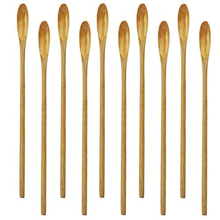 AOOSY Mixing Spoons, 10 x Cocktail Spoons, Swizzle Sticks for Drinks, Multifunctional 7.96 inches Natural Beech Wood Long Handle Drink Spoons Cocktail Stirrer Sticks Mixing Bar Spoon