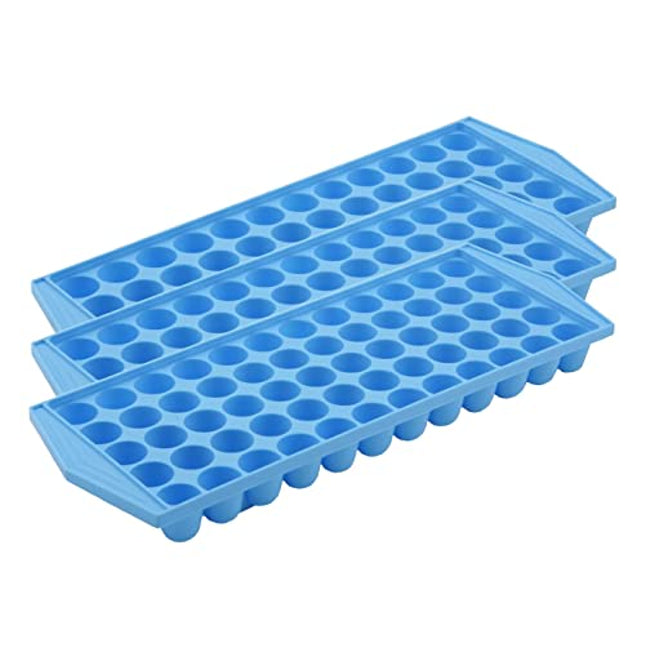 Arrow Small Ice Cube Trays for Freezer, 3 Pack - 60 Mini Cubes Per Tray, 180 Cubes Total - Made in the USA, BPA Free Plastic - Ideal Small Ice Cube Trays for Ice Coffee and Blenders – Blue