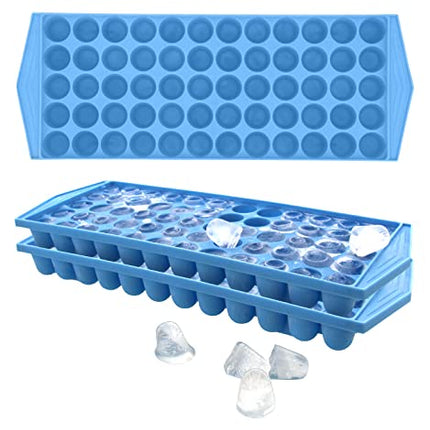 Arrow Small Ice Cube Trays for Freezer, 3 Pack - 60 Mini Cubes Per Tray, 180 Cubes Total - Made in the USA, BPA Free Plastic - Ideal Small Ice Cube Trays for Ice Coffee and Blenders – Blue
