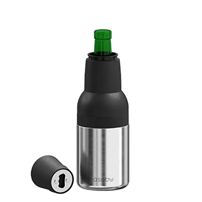 Asobu Frosty Beer 2 Go Vacuum Insulated Double Walled Stainless Steel Beer Can and Bottle Cooler with Beer Opener Eco Friendly and Bpa Free (Silver)