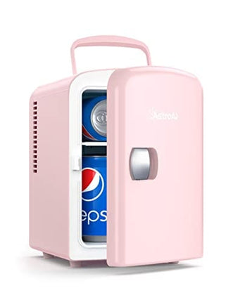 AstroAI Mini Fridge, 4 Liter/6 Can AC/DC Portable Thermoelectric Cooler and Warmer Refrigerators for Skincare, Beverage, Food, Home, Office and Car, ETL Listed (Pink)