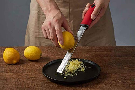 Cheese Grater, Lemon Zester, Handheld Fine Zesters Graters with Upgrade Blades, Chocolate, Parmesan, Coconut, Citrus, Lime, Fruit Zest, Stainless Kitchen Tools and Gadgets, Dishwasher Safe (Red)
