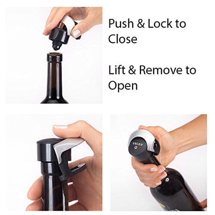 AVINA Wine Accessories Stopper - No More Spills Resealable Bottle Cap Seals Open Wine for Safe Sideways Storage – Ideal Stocking Filler or Christmas Gift for Wine Lovers