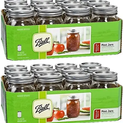Ball Regular Mouth Pint 16-oz Mason Jar with Lids and Bands (Pack of 24)