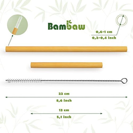 Bambaw Reusable Bamboo Straws | BPA Free Long Bamboo Straws Reusable Organic | Eco Straws Alternative To Plastic Straws | Strong & Durable Bamboo Drinking Wooden Straws | 12 Straws | 5.5 & 8.7 Inch