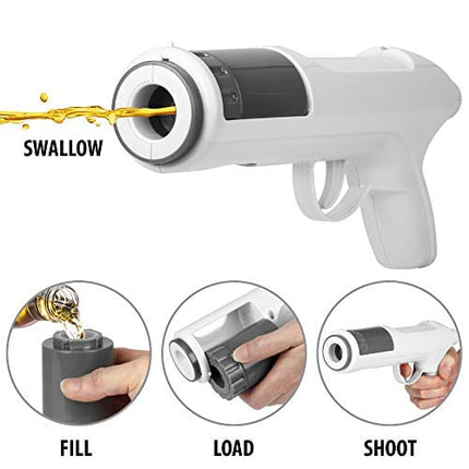 The Original Alcohol Shot Gun - Load Your Favorite Alcohol, Shoot and Drink - Epic Party Alcohol Accessory - Holds a 1.5 Ounce Shot - White