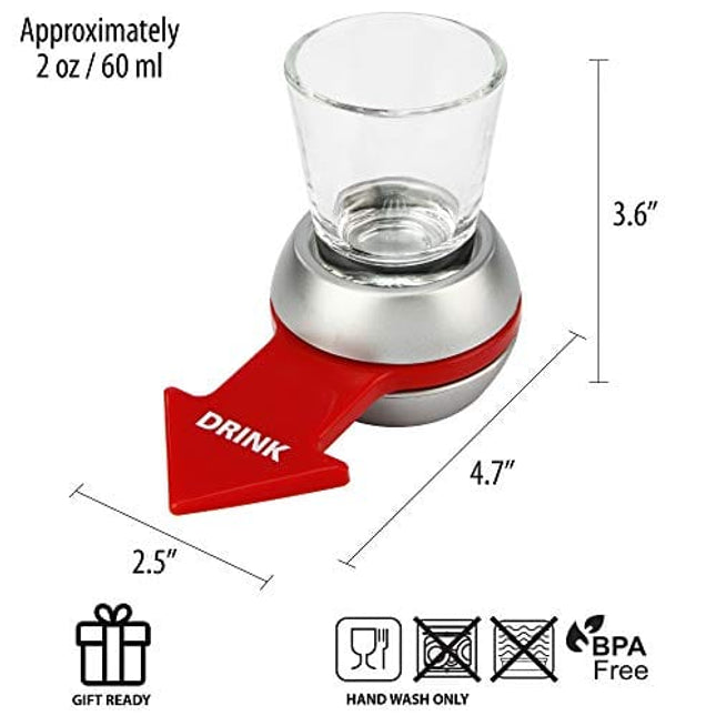 Barbuzzo Original Spin the Shot – Fun Adult Drinking Games, Includes 2 Ounce Shot Glass