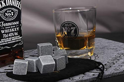 Whiskey Stones Gift Set Pack of 9 Whiskey Rocks in Engraved Wooden Gift Box, for Dad/Whisky/Bourbon Drinker, Men/Women Birthday Present, Barleo Malt°