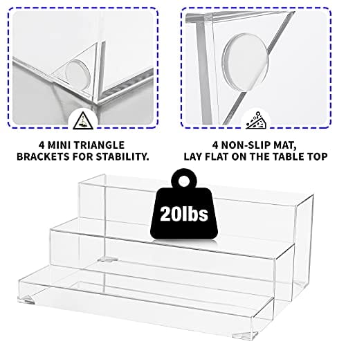 3 Bottle Riser BARsics 3-Tiers Assembled Back Bar Bottle Rack Display, Clear Acrylic ...