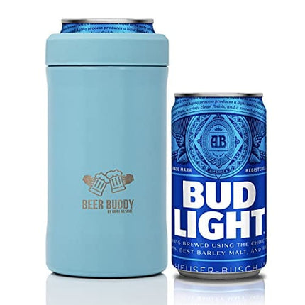 Grill Rescue Insulated Can Holder – Vacuum-Sealed Stainless Steel – Beer Bottle Insulator for Cold Beverages – Thermos Beer Cooler Suited for Any Size Drink - One Size Fits All (Matte Turquoise)
