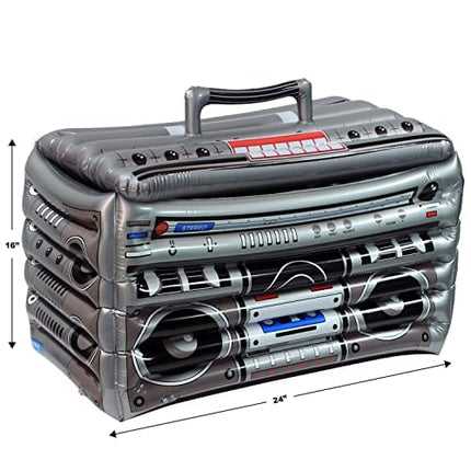 Beistle 16" x 24" Inflatable Boom Box Drink Beverage Cooler for Summer Beach 80's Theme Retro 1980's Party Decorations, Holds Approx. 48 12-Ounce Cans