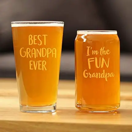 Best Grandpa Ever - Whiskey Rocks Glass - Fun Gift for Grandfathers - Cute Engraved Glasses for Grandparents - 10.25 oz