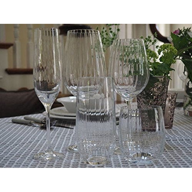 Wine Glasses Set of 6 - Pure Crystal Stemless Wine Glasses - Waterfall Edition - 12 Ounces