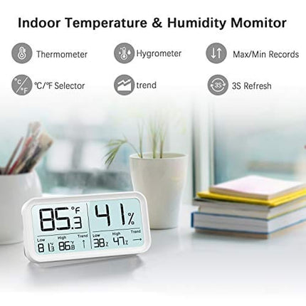 BFOUR Hygrometer Indoor Thermometer, Hygrometer Humidity Gauge Room Thermometer Digital Hygrometer Indoor Temperature Humidity Monitor High-Precision Digital Sensor(HD Large Display)