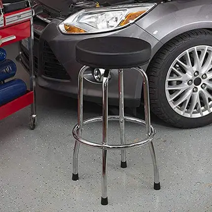 BIG RED Torin Swivel Bar Stool: Padded Garage/Shop Seat with Chrome Plated Legs, Black