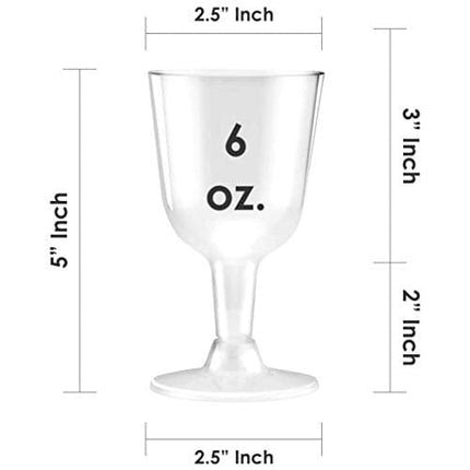 50 Disposable Wine Glasses | 7 oz. Premium Clear Hard Plastic Fancy Cups for Parties & Weddings (50-Pack) by BloominGoods (6 Ounce)