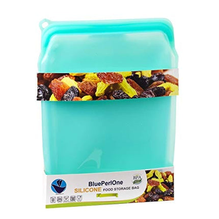 BluePerlOne 2-XL 100% Silicone Storage Zipper Bags (Food Grade, Reusable, BPA Free, Leak Proof, Dish Washer Safe) for Microwave, Oven, Fridge, Freezer & Sous Vide. (Two-1/2 Gal / 8 cups Bags)