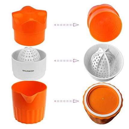 Hand Juicer Citrus Orange Squeezer Manual Lid Rotation Press Reamer for Lemon Lime Grapefruit with Strainer and Container, 2 Cups