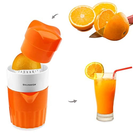 Hand Juicer Citrus Orange Squeezer Manual Lid Rotation Press Reamer for Lemon Lime Grapefruit with Strainer and Container, 2 Cups