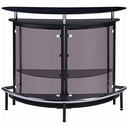 BOWERY HILL Contemporary Glass Home Bar in Black and Chrome