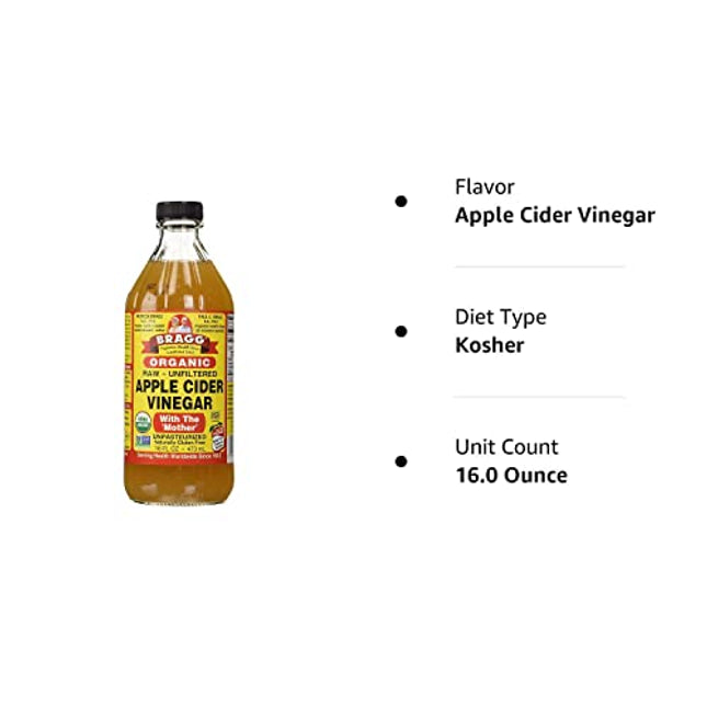 BRAGG Organic Raw Apple Cider Vinegar, 16 Ounce