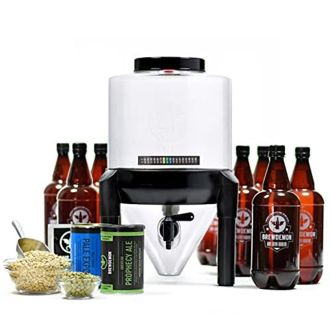 BrewDemon Craft Beer Brewing Kit with Bottles - Conical Fermenter Eliminates Sediment and Makes Great Tasting Home Made Beer