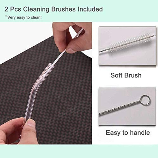 Brilife Reusable Glass Straws Set, Multiple Colored Borosilicate Glass Healthy Eco Friendly Drinking Straws, 8.5"x8mm, Pack of 8 with 2 Cleaning Brushes (Multiple Color)