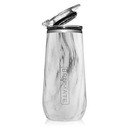 BrüMate 12oz Insulated Champagne Flute With Flip-Top Lid - Made With Vacuum Insulated Stainless Steel (Carrara)
