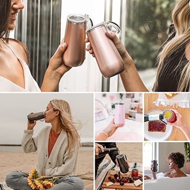 BrüMate 12oz Insulated Champagne Flute With Flip-Top Lid - Made With Vacuum Insulated Stainless Steel (Carrara)