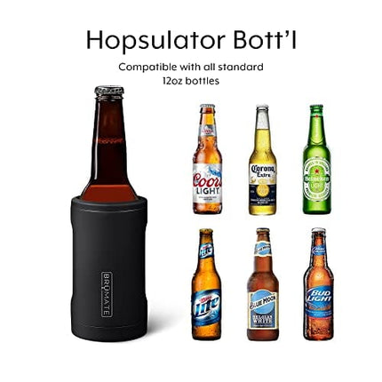 BrüMate Hopsulator Bott'l Insulated Bottle Cooler for Standard 12oz Glass Bottles | Glass Bottle Coozie Insulated Stainless Steel Drink Holder for Beer and Soda (Matte Navy)