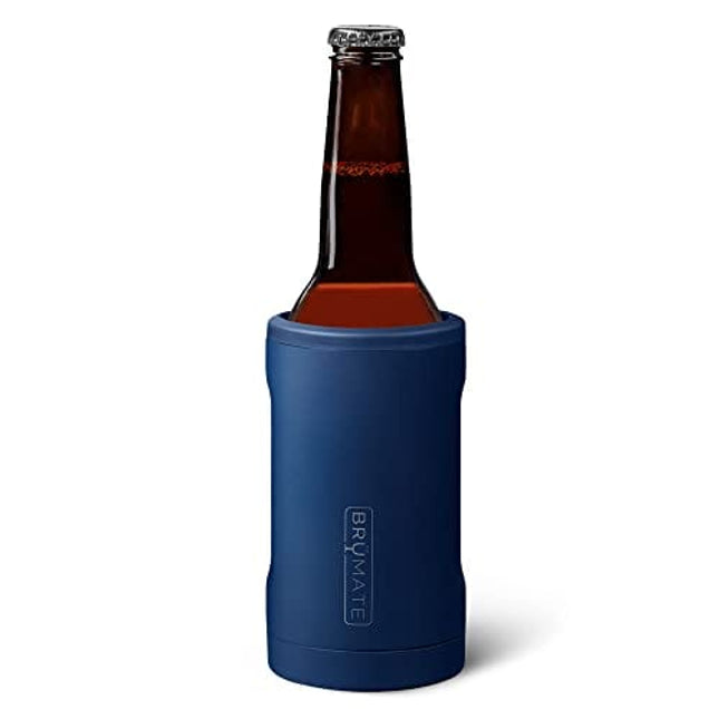 BrüMate Hopsulator Bott'l Insulated Bottle Cooler for Standard 12oz Glass Bottles | Glass Bottle Coozie Insulated Stainless Steel Drink Holder for Beer and Soda (Matte Navy)
