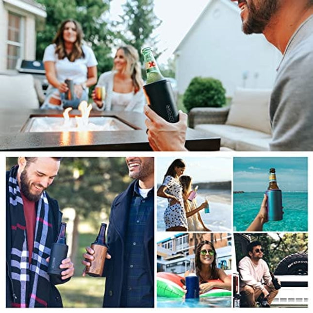 BrüMate Hopsulator Bott'l Insulated Bottle Cooler for Standard 12oz Glass Bottles | Glass Bottle Coozie Insulated Stainless Steel Drink Holder for Beer and Soda (Matte Navy)