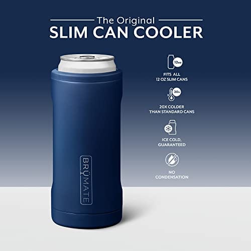 BrüMate Hopsulator Slim Can Cooler Insulated for 12oz Slim Cans Skinny Can Coozie Insulated Stainless Steel Drink Holder for Hard Seltzer, Beer,