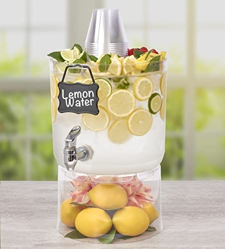 Plastic Drink Dispenser for Parties - Plastic Jar Beverage Dispenser with Leak Free Spigot for Parties, Weddings, Sun Tea Jar, Lemonade & Laundry