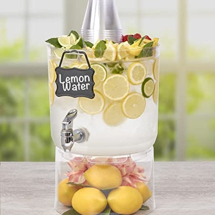 Buddeez Stand 2 Gallon Tritan Clear Large Plastic Parties Top Lid For Cups & Fruit w, Drink Dispenser With Spigot