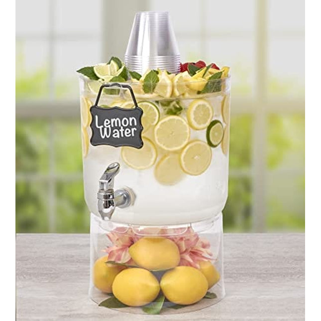 Buddeez Stand 2 Gallon Tritan Clear Large Plastic Parties Top Lid For Cups & Fruit w, Drink Dispenser With Spigot