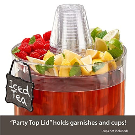 Buddeez Stand 2 Gallon Tritan Clear Large Plastic Parties Top Lid For Cups & Fruit w, Drink Dispenser With Spigot