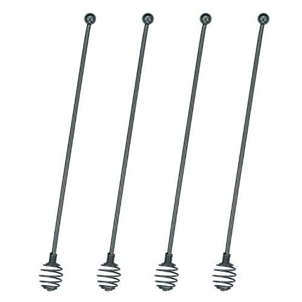 Coffee Stir Sticks,BURLIHOME Specialty Spoons Stainless Steel Spherical Mixing Spoon Solid/Hollow Swizzle Sticks For Drink/Cocktail/coffee,Home Bar Party Supply,Black-4 Pieces.