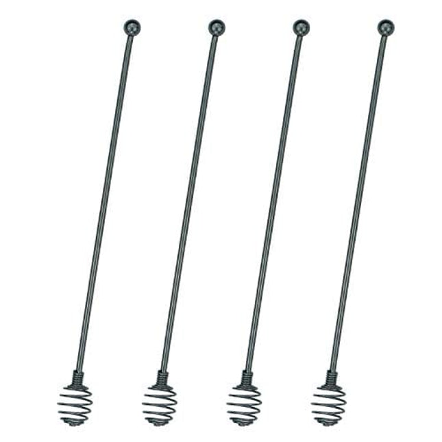 Coffee Stir Sticks,BURLIHOME Specialty Spoons Stainless Steel Spherical Mixing Spoon Solid/Hollow Swizzle Sticks For Drink/Cocktail/coffee,Home Bar Party Supply,Black-4 Pieces.