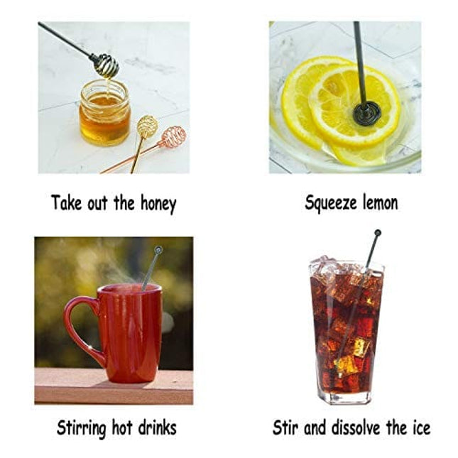 Coffee Stir Sticks,BURLIHOME Specialty Spoons Stainless Steel Spherical Mixing Spoon Solid/Hollow Swizzle Sticks For Drink/Cocktail/coffee,Home Bar Party Supply,Black-4 Pieces.