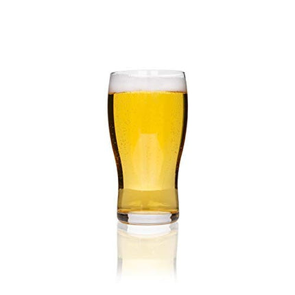 Burns Glass Beer Glasses, Classic English Pub Drinking Glass, 20 Oz. (Set of 4)