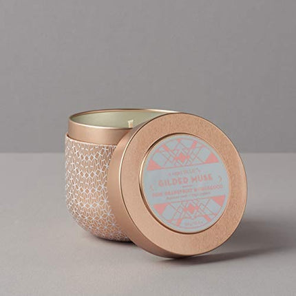 Capri Blue Scented Candle with Muse Tin Candle Holder - Cotton Wick - Luxury Aromatherapy Candle - 12.5 Oz - Pink Grapefruit and Prosecco